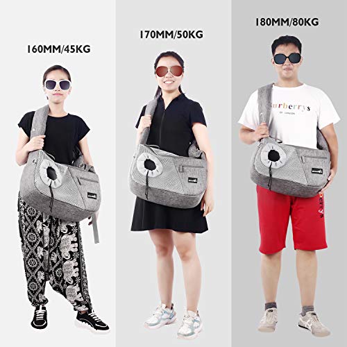 Pecute Bolso Perro Pequeño Bolsa Bandolera de Transporte de Gatos, Correa de Hombro cómoda Acolchada Ajustable con Bolsill, con Cuerda de Seguridad Anti-caida, Cachorros Menos de 6kg(Gris) Pecute Bolso Perro Pequeño Bolsa Bandolera de Transporte de Gatos, Correa de Hombro cómoda Acolchada Ajustable con Bolsill, con Cuerda de Seguridad Anti-caida, Cachorros Menos de 6kg(Gris)