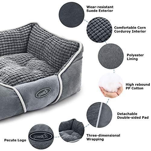 Pecute Cama de Perros y Mascotas Básica Cama de Suave Gamuza para Perros y Gatos de Color Gris M(63 * 53cm)