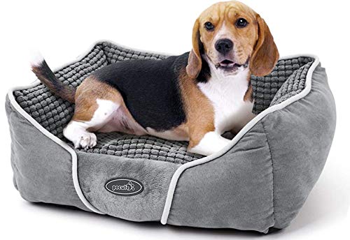 Pecute Cama de Perros y Mascotas Básica Cama de Suave Gamuza para Perros y Gatos de Color Gris M(63 * 53cm)