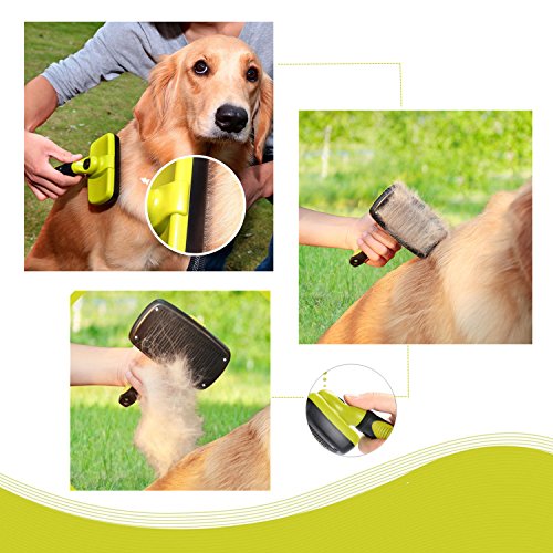 Pecute Cepillo Perros y Gatos Peine para Mascotas Quitar y Remover el Pelo Muerto Carda con Púas Flexible de Acero Inoxidable para Desenredar y Peinar a Mascotas, Reduce 95% de Pelo Suelto Cómodo