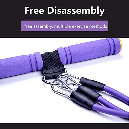 Pedal de pie Cuerda elástica multifunción para Ejercicios de Fitness, Abdominales,Cintura,Brazo,Pierna,Adelgazamiento,Entrenamiento,tensión,Equipo de Tubo de látex Unisex Banda Desmontable(Purple)