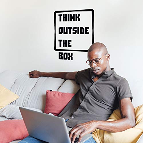 Pegatina decorativa para pared con cita en inglés "Think Outside The Box" para dormitorio con cita motivacional inspiradora grande de vinilo para sala de cocina oficina familia palabras Pegatina decorativa para pared con cita en inglés "Think Outside The Box" para dormitorio con cita motivacional inspiradora grande de vinilo para sala de cocina oficina familia palabras