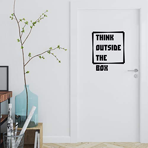 Pegatina decorativa para pared con cita en inglés "Think Outside The Box" para dormitorio con cita motivacional inspiradora grande de vinilo para sala de cocina oficina familia palabras