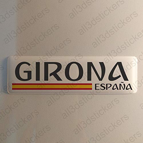 Pegatina Girona Gerona España Resina, Pegatina Relieve 3D Bandera Girona Gerona España 120x30mm Adhesivo Vinilo