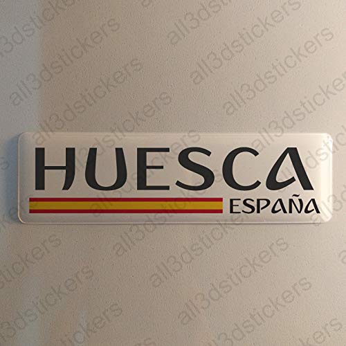 Pegatina Huesca España Resina, Pegatina Relieve 3D Bandera Huesca España 120x30mm Adhesivo Vinilo