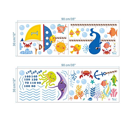 Pegatina pared vinilo decorativo medidor altura fauna marina para cuartos niños juegos guarderias colegios de CHIPYHOME Pegatina pared vinilo decorativo medidor altura fauna marina para cuartos niños juegos guarderias colegios de CHIPYHOME