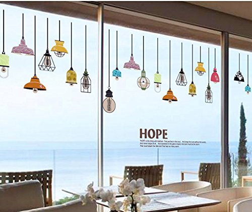 Pegatina pared vinilo diseño lamparas vintage paredes ventanas ventanales cristales para cocina bar restaurantes comedores loft, aticos, escaparates, tiendas, locales 1.55 X 93 CM de CHIPYHOME Pegatina pared vinilo diseño lamparas vintage paredes ventanas ventanales cristales para cocina bar restaurantes comedores loft, aticos, escaparates, tiendas, locales 1.55 X 93 CM de CHIPYHOME