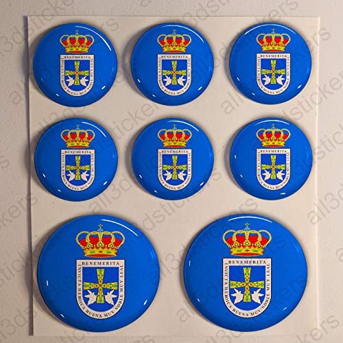 Pegatinas Bandera Oviedo Redondas 8 x Pegatina Oviedo Resina Relieve 3D Adhesivo Vinilo Pegatinas Bandera Oviedo Redondas 8 x Pegatina Oviedo Resina Relieve 3D Adhesivo Vinilo