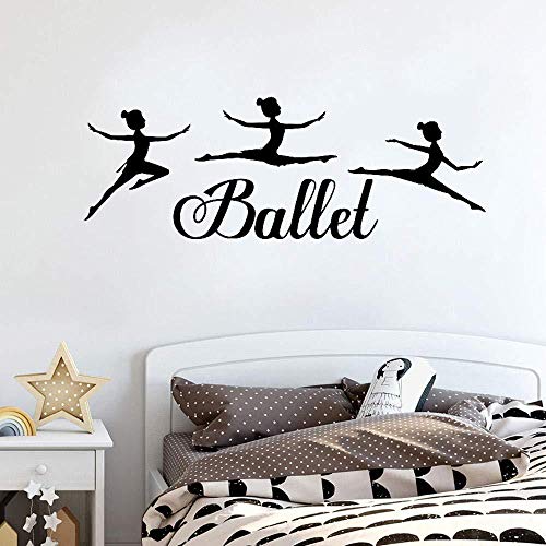 Pegatinas de dormitorio de silueta clásica de bailarines de ballet para niños Decoraciones para el salón de baile Pegatinas Regalos para niñas Bailarina Arte mural 116x42cm