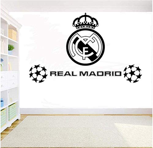 Pegatinas De Pared 70Cm * 40Cm Balón De Fútbol Club De Fútbol Real Madrid Logo Sticker Vinilo Tatuajes De Pared Para Paredes Decoración De La Habitación Niños Dormitorio Poster Mural