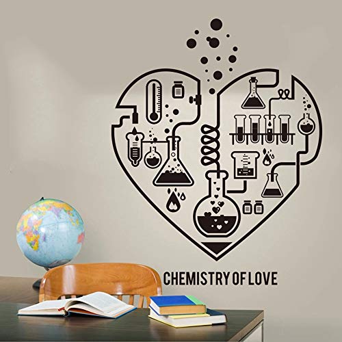 Pegatinas de pared de corazón abstracto de química a gran escala clase de laboratorio química ciencia pared del día de San Valentín