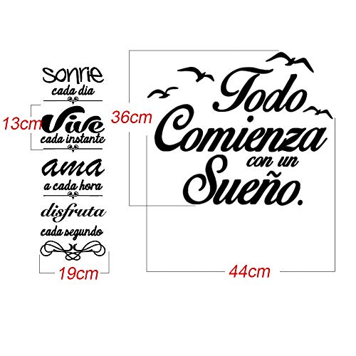 Pegatinas Decorativas Pared Frases Pegatina Cita Inspiradora Vinilos Decorativos Frases Motivadoras Adhesivos Sonrie + Todo Comienza con un Sueño para Habitación Dormitorio Salón Cocina Baño Pegatinas Decorativas Pared Frases Pegatina Cita Inspiradora Vinilos Decorativos Frases Motivadoras Adhesivos Sonrie + Todo Comienza con un Sueño para Habitación Dormitorio Salón Cocina Baño