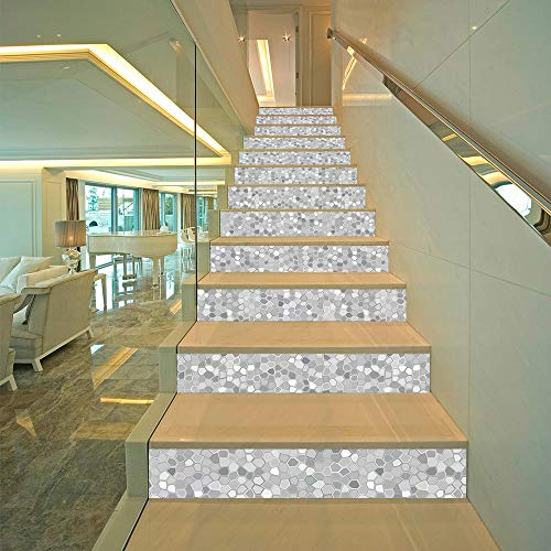 Pegatinas escaleras peldaños autoadhesivo 13 pcs, Renovación Impermeable Calcomanía arte DIY Pasos regalo Molduras Actualización profesional vinilo, azulejos de grava de simulación 3D