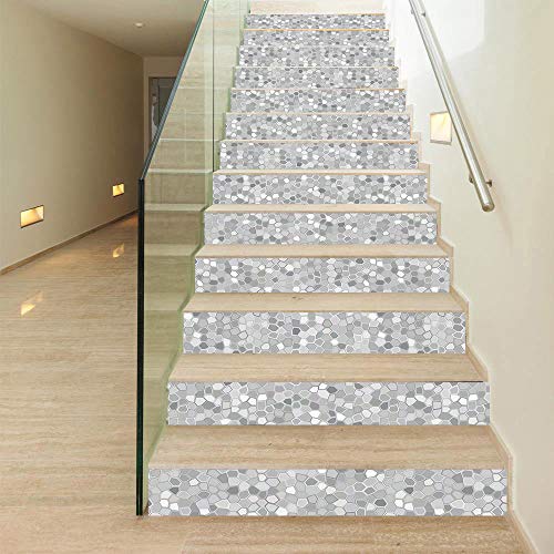 Pegatinas escaleras peldaños autoadhesivo 13 pcs, Renovación Impermeable Calcomanía arte DIY Pasos regalo Molduras Actualización profesional vinilo, azulejos de grava de simulación 3D