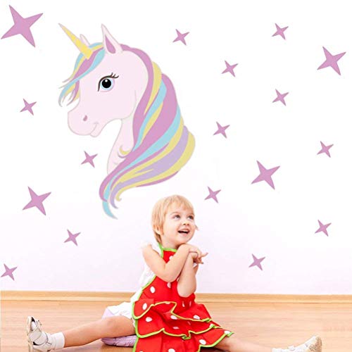 Pegatinas para Niños Unicornio Caballo Pegatinas De Pared Unicornio y Star Pegatinas de Pared Vinilos Decorativos para Habitación Infantiles Niños Dormitorio Salón (Pink)