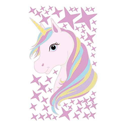 Pegatinas para Niños Unicornio Caballo Pegatinas De Pared Unicornio y Star Pegatinas de Pared Vinilos Decorativos para Habitación Infantiles Niños Dormitorio Salón (Pink)