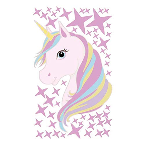 Pegatinas para Niños Unicornio Caballo Pegatinas De Pared Unicornio y Star Pegatinas de Pared Vinilos Decorativos para Habitación Infantiles Niños Dormitorio Salón (Pink)