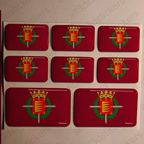 Pegatinas Valladolid España Resina, 8 x Pegatinas Relieve 3D Bandera Valladolid España Adhesivo Vinilo
