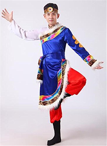 peiwen Conjunto de Vestuario de Baile Nacional/Espectáculo teatral/Show de Danza de Mongolia/Hombre y Mujer, Man, XXL