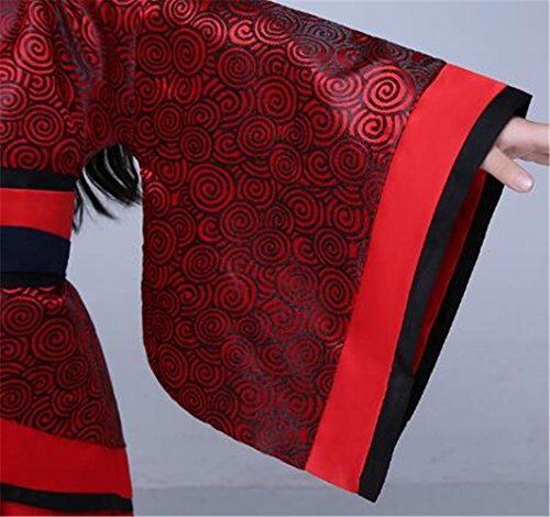 peiwen Disfraz de actuación escénica para niñas/Ropa para espectáculos de Danza/Hanfu Chino/Niños y Adultos, Deep Red, 165