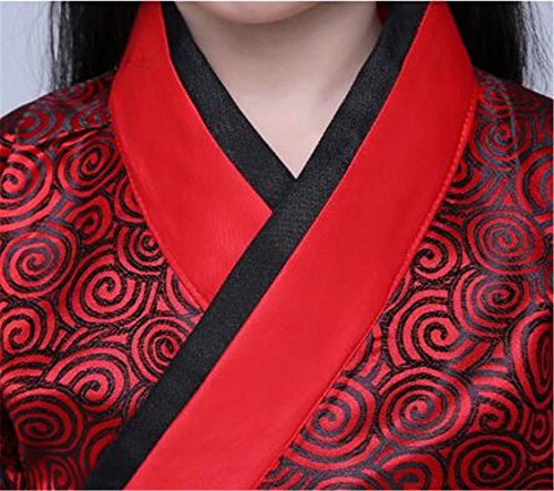 peiwen Disfraz de actuación escénica para niñas/Ropa para espectáculos de Danza/Hanfu Chino/Niños y Adultos, Deep Red, 165