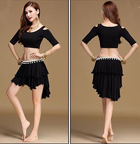 peiwen Vestuario de ensayo de Danza del Vientre Ropa Femenina del Festival de Danza Traje de Falda, Black, m peiwen Vestuario de ensayo de Danza del Vientre Ropa Femenina del Festival de Danza Traje de Falda, Black, m