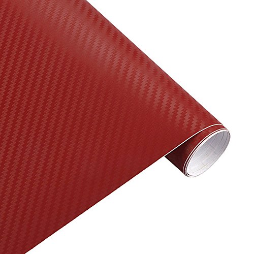 Película Autoadhesiva Burbujas 3D De Fibra De Carbono para Automóviles, Adecuada para Uso En Interiores Y Exteriores (Rojo,127 * 20 cm)