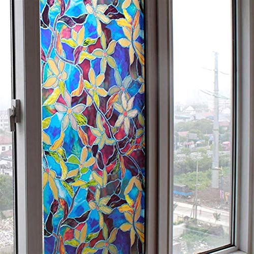 Película de Ventana Duradera de privacidad Manchado Flor Privacy Glass Glass Window Film Aseo Auto-Adhesivo de la Etiqueta engomada Impermeable Aseo Toliet estática aferra la Cubierta