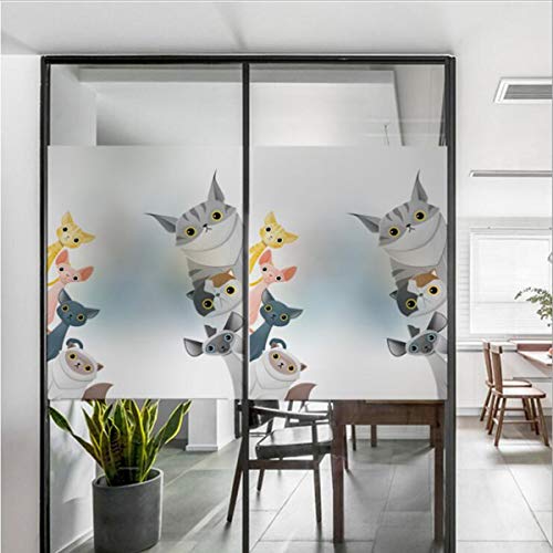 Película de vidrio para baño de cristal translúcida, opaco, para ventana de hotel, adhesivo estático, flamenco inglés (gatito, 17,7 x 23,6 cm) Película de vidrio para baño de cristal translúcida, opaco, para ventana de hotel, adhesivo estático, flamenco inglés (gatito, 17,7 x 23,6 cm)