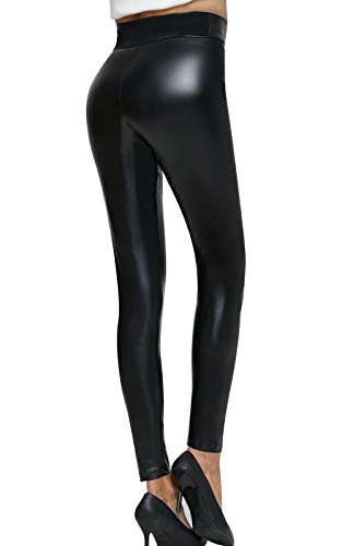 Pelisy Leggings Cuero Mujer Negro Elásticos Skinny Sexy Sintetico PU Imitacion Pantalones Cintura Media Pelisy Leggings Cuero Mujer Negro Elásticos Skinny Sexy Sintetico PU Imitacion Pantalones Cintura Media