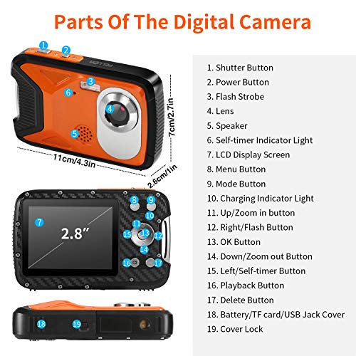 PELLOR Cámara de Fotos para Niños, 2.8" LCD HD Recargable Mini Camara Infantil, Impermeable cámara Digital para niños, PortátilSelfie Videocamera para niña con Tarjeta de 16GB TF