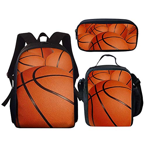 Pelota de Baloncesto Temporada Escolar Bolsa de Escuela Primaria Bolsa de lápiz Bolsa de Almuerzo Conjunto de Tres piezas-10