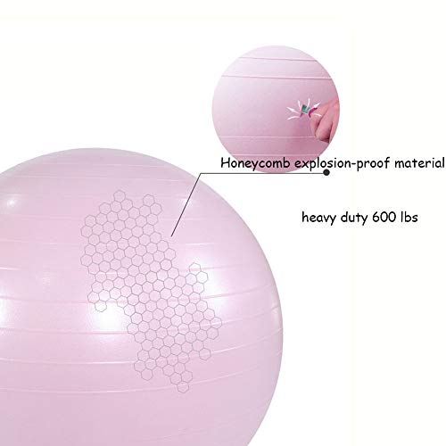 Pelota De Ejercicio(21.6 En-21.5 En),Extra Gruesa Fitball Pelota De Yoga,Anti Explosión Estabilizador Silla Balance Ball Para Fitness,Guía De Entrenamiento Y Bomba Incluidas-Rosa Diámetro 29.5 in