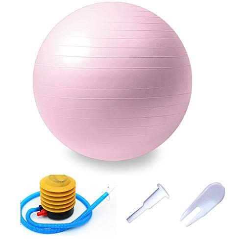 Pelota De Ejercicio(21.6 En-21.5 En),Extra Gruesa Fitball Pelota De Yoga,Anti Explosión Estabilizador Silla Balance Ball Para Fitness,Guía De Entrenamiento Y Bomba Incluidas-Rosa Diámetro 29.5 in