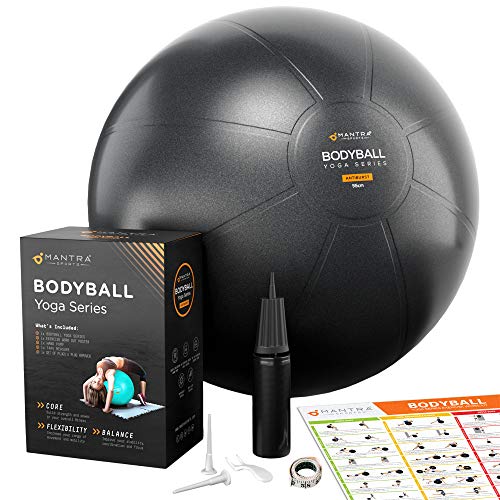 Pelota de Pilates | Balón de Ejercicio | Bola de Embarazada, Yoga, Fitness y Gimnasio - 55cm / 65cm / 75cm Fitball Silla Equilibrio – Extra Gruesa, Antideslizante & Anti Explosión – con Bomba y Guía