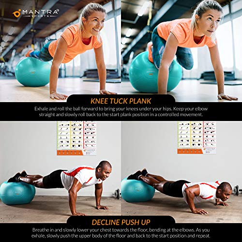 Pelota de Pilates | Balón de Ejercicio | Bola de Embarazada, Yoga, Fitness y Gimnasio - 55cm / 65cm / 75cm Fitball Silla Equilibrio – Extra Gruesa, Antideslizante & Anti Explosión – con Bomba y Guía Pelota de Pilates | Balón de Ejercicio | Bola de Embarazada, Yoga, Fitness y Gimnasio - 55cm / 65cm / 75cm Fitball Silla Equilibrio – Extra Gruesa, Antideslizante & Anti Explosión – con Bomba y Guía