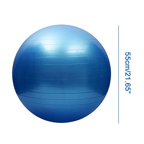 Pelota Gimnasia 55cm con Bomba Balón Pilates Anti Burst Pelota de Gimnasia Ritmica Pelota Gimnasia Grande Balón de Ejercicio Anti Explosión para Yoga Pilates Equilibrio Fitness Entrenamiento Azul 1pz