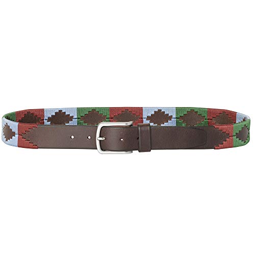 PELPE - Cinturón argentino de piel, con pulsera de hilo y cuero a juego. Cinturón bordado sobre cuero, para hombre y mujer. Cinturones argentinos Polo