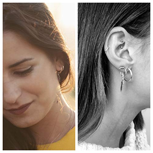 Pendientes Cruz Plata, Pendientes Aro con Cruz para Hombre y Mujer, Pendientes de Aro de Plata, Pendientes Cruz 14 mm, Pendientes con Pluma, Rayo, estrella perfectos para tu estilo de vida. Pendientes Cruz Plata, Pendientes Aro con Cruz para Hombre y Mujer, Pendientes de Aro de Plata, Pendientes Cruz 14 mm, Pendientes con Pluma, Rayo, estrella perfectos para tu estilo de vida.