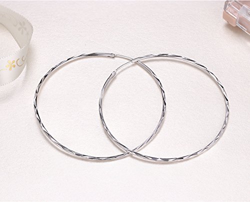 Pendientes de aro sin fin con círculo de plata de ley 925 GOXO para mujeres y niñas (60mm)