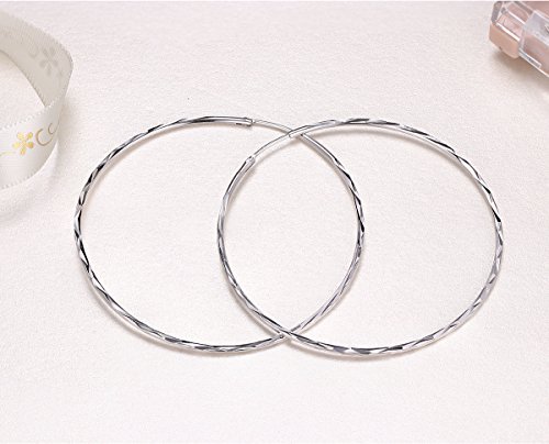 Pendientes de aro sin fin con círculo de plata de ley 925 GOXO para mujeres y niñas (60mm) Pendientes de aro sin fin con círculo de plata de ley 925 GOXO para mujeres y niñas (60mm)