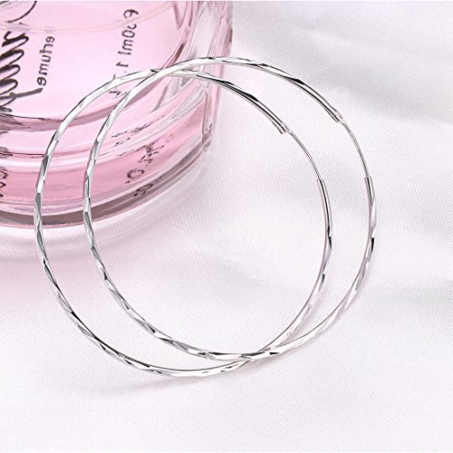 Pendientes de aro sin fin con círculo de plata de ley 925 GOXO para mujeres y niñas (60mm) Pendientes de aro sin fin con círculo de plata de ley 925 GOXO para mujeres y niñas (60mm)