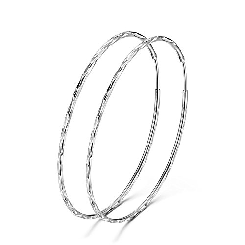Pendientes de aro sin fin con círculo de plata de ley 925 GOXO para mujeres y niñas (60mm) Pendientes de aro sin fin con círculo de plata de ley 925 GOXO para mujeres y niñas (60mm)