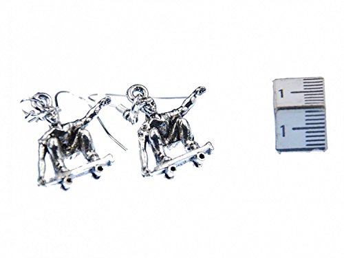 pendientes de la Junta Skater Miniblings patinaje patinador plata del monopatín pendientes de la Junta Skater Miniblings patinaje patinador plata del monopatín