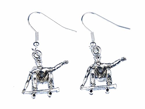 pendientes de la Junta Skater Miniblings patinaje patinador plata del monopatín pendientes de la Junta Skater Miniblings patinaje patinador plata del monopatín