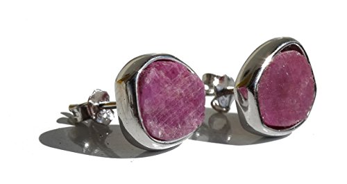Pendientes de plata de ley 925 Rubí Corindón en bruto Natural hecha a mano - - Regalo Dia de la Madre Pendientes de plata de ley 925 Rubí Corindón en bruto Natural hecha a mano - - Regalo Dia de la Madre