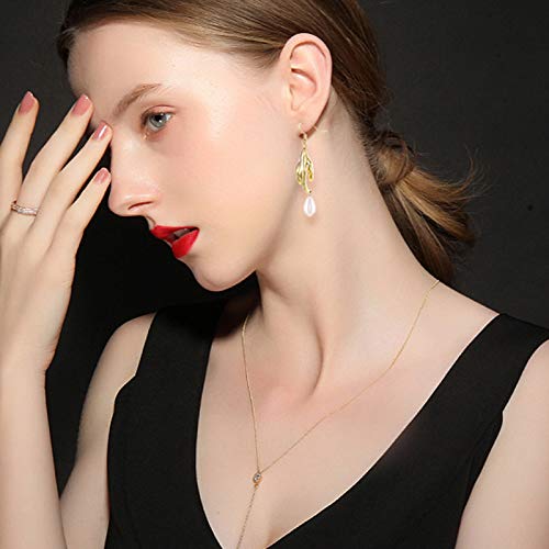 Pendientes largos de perlas en forma de palma, estilo de personalidad salvaje europea y americana, accesorios para fiestas en discotecas 27.5cm de oro Pendientes largos de perlas en forma de palma, estilo de personalidad salvaje europea y americana, accesorios para fiestas en discotecas 27.5cm de oro