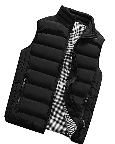 PengGeng Hombre Invierno Calor Chalecos Sin Mangas De Plumas Chaquetas Acolchado Cazadoras Negro XL