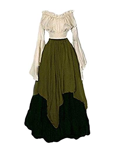PengGengA Disfraz Traje Medieval para Mujer Traje Princesa Reina Dama Medieval Cosplay Criada Verde M