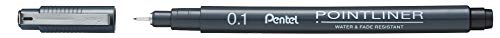Pentel - Estuche de 5 unidades de rotulador Pointliner calibrado pigmentado. Punta de 0,05-0,1-0,3-0,5 y 0,8mm, Negro